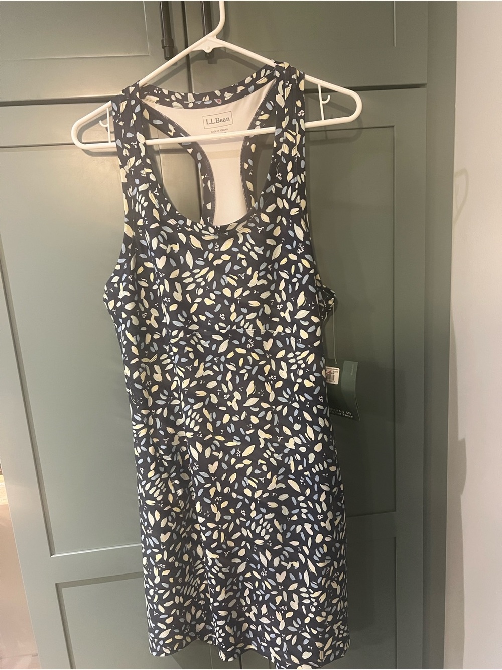 NWT LL Bean Everyday Performance Dress  Navy Print Sz M
